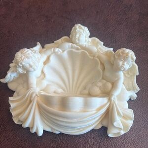 Vintage Cherub-Themed Holy Water Font